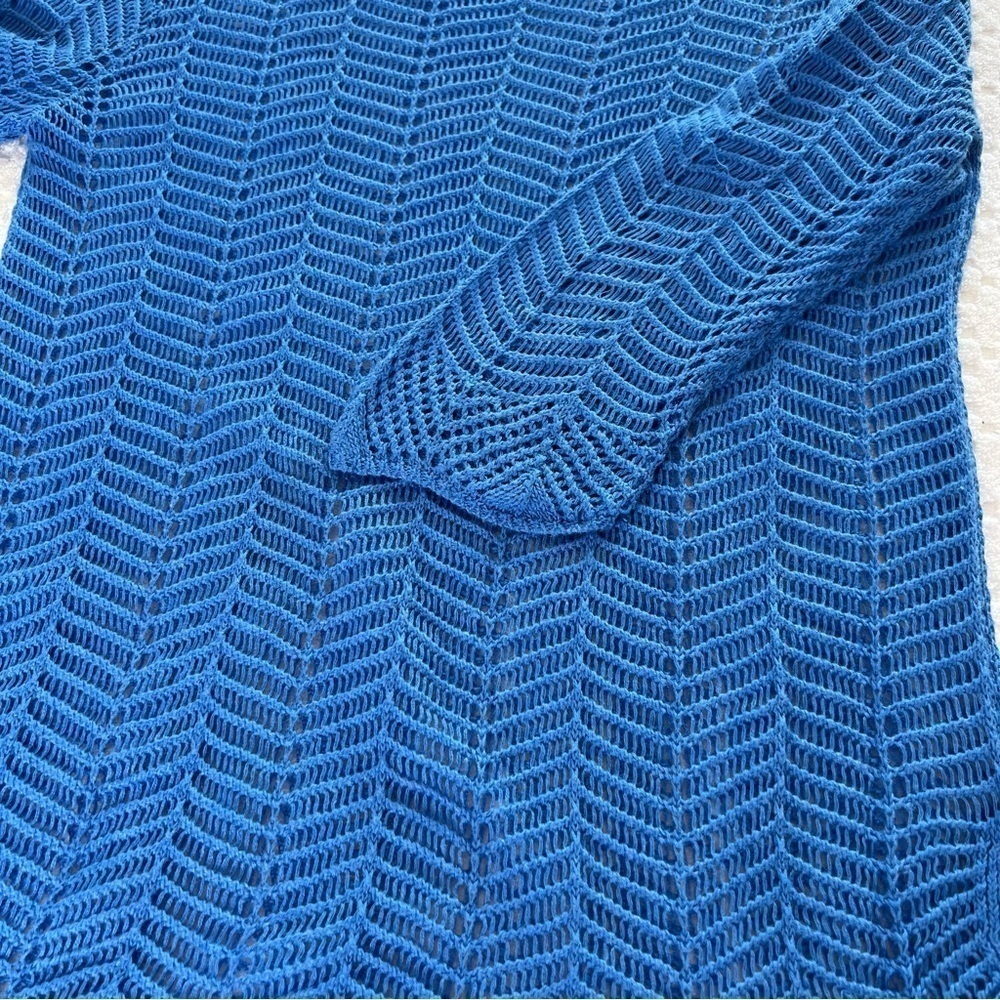 ! Chicos blue crocheted short sleeve sweater., - Picture 8 of 10